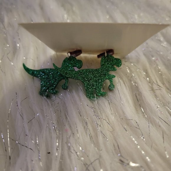Santa Dinosaur Fashion Earrings - Picture 2 of 5